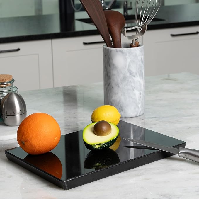 Koville Black Marble Cutting Boards for Kitchen Countertop, Natural Marble Cutting Board Pastry Board Cheese Boards for Home Kitchen Decor, Stone Chopping Serving Tray for Charcuterie