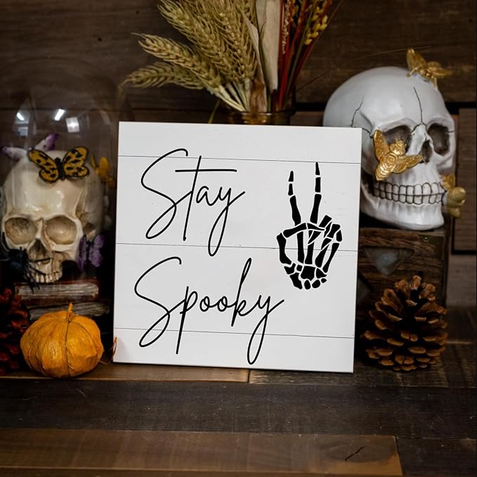 Halloween Stencils for Door Mats Welcome Ghost Stencil Reusable Stay Spooky Halloween Stencils for Painting on Wood Sign Doormats Fabrics DIY Crafts Decor