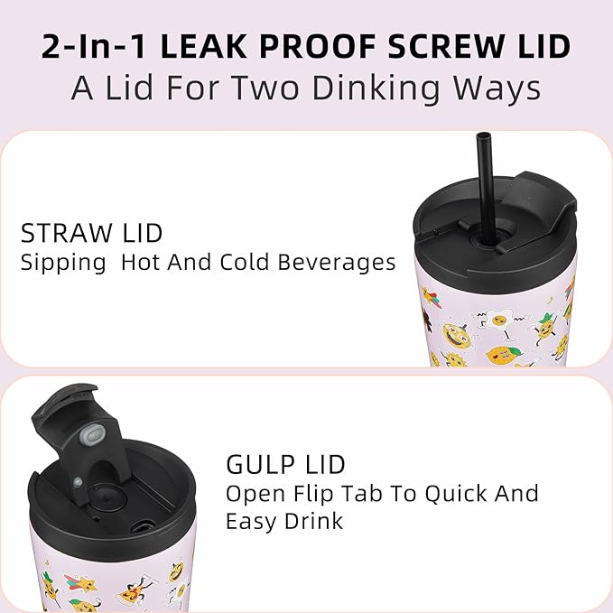 BJPKPK 18oz Tumbler With lid And Straw Stainless Steel Travel Coffee Mug Insulated Tumblers Cups,Hawaii Fruits Purple
