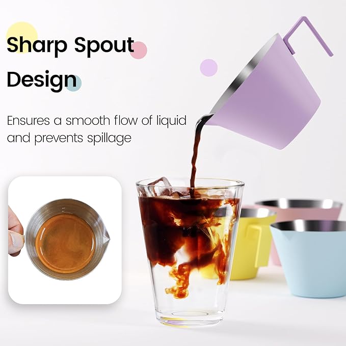 MHW-3BOMBER Espresso Measuring Cup with 3 oz Sauce Cup Espresso Shot Cup Stainless Steel Pouring Cup for Tomato Sauce|Steak Sauce|Desserts|Beverages| (Purple) G5737-OS