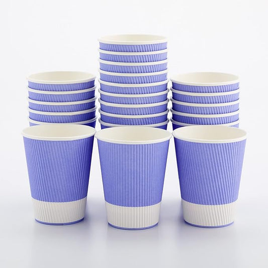 Restaurantware-12 Ounce Disposable Coffee Cups, 500 Ripple Wall Hot Cups For Coffee - Lids Sold Separately, Rolled Rim, Light Purple Paper Insulated Coffee Cups, For Hot Coffee, Tea, And More