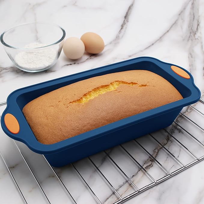 To encounter 31 Pieces Silicone Baking Pans Set, Nonstick Bakeware Sets, Non-Stick Silicone Molds, with Metal Reinforced Frame More Strength, Navy Blue