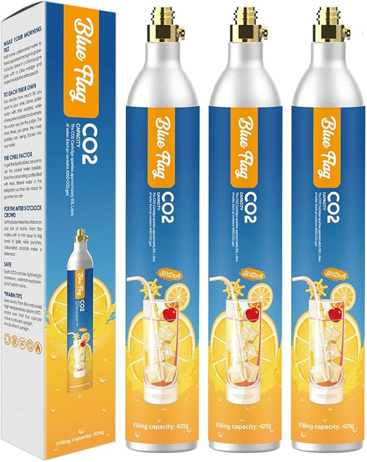 Blue Flag 60L Co2 Carbonator Compatible with Sodastream Appliances (Excluding Art, Terra Seltzer Maker), 14.5oz, Set of 3