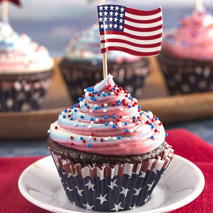 Twisweet Edible Patriotic Sprinkles 12oz, Red White and Blue Sugar Sprinkles Silver Star Mix, 4th of July American Sprinkle, Team USA Memorial Day Confetti, Cupcake Topper Cookie Ice Cream Cake Decorations, Independence Day Birthday Festival Party Supp...