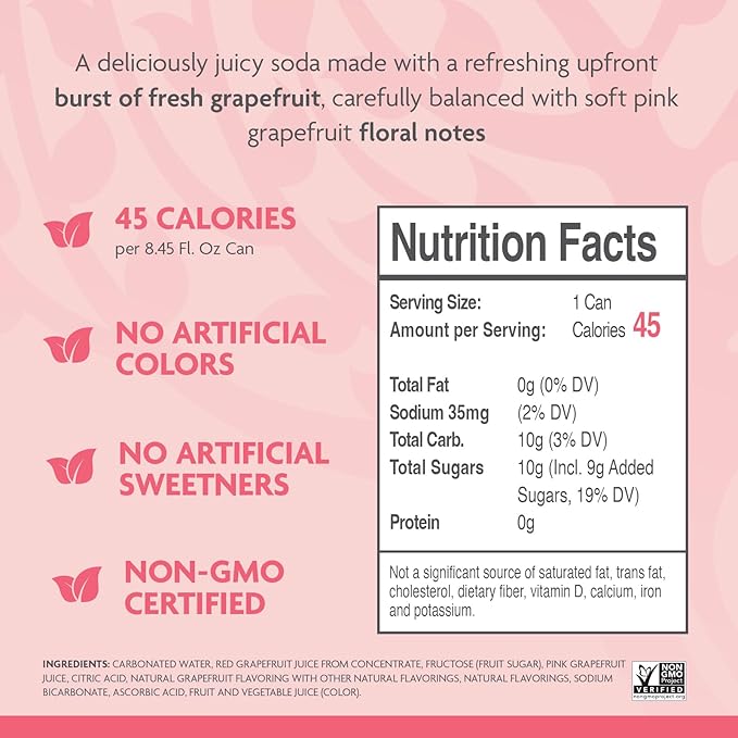 Fever-Tree Sparkling Pink Grapefruit - Premium Quality Mixer - Refreshing Beverage for Cocktails & Mocktails. Naturally Sourced Ingredients, No Artificial Sweeteners or Colors - 8.5 Fl Oz Cans - Pack of 24