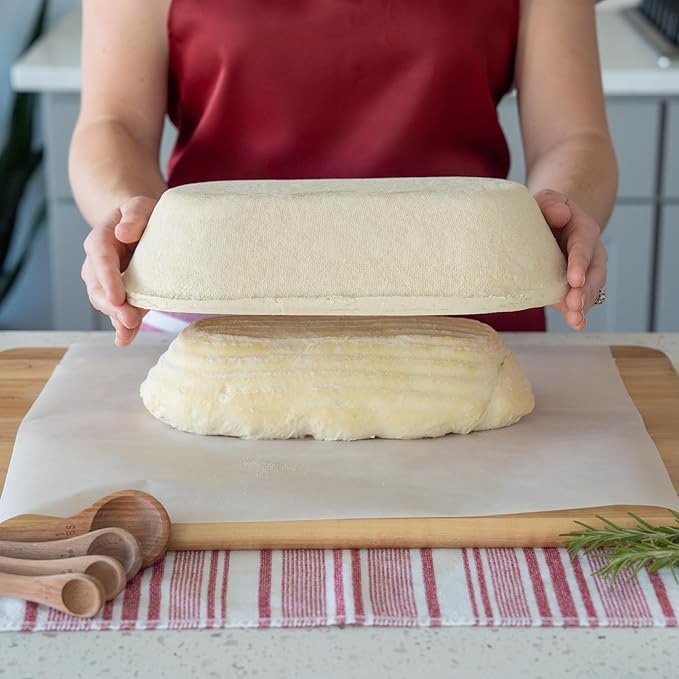 Bulka Oval 750g Groove Banneton Bread Proofing Basket Pressed Wood Pulp, Sourdough Proofing Basket - Non-Stick Batard Brotform Sourdough Bread Baking Supplies, Made in Germany.