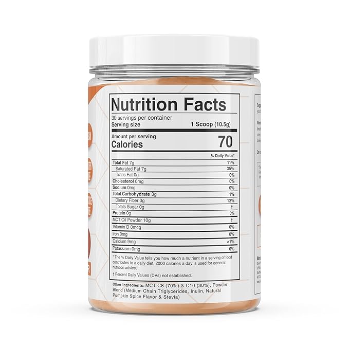Dr. Colbert, MD MCT Oil Powder | Pumpkin Spice Flavor | by Divine Health | Recommended in The Keto Zone Diet | Alternative Coffee Creamer | 70% C8 30% C10 | 0 Net Carbs | 300 Grams