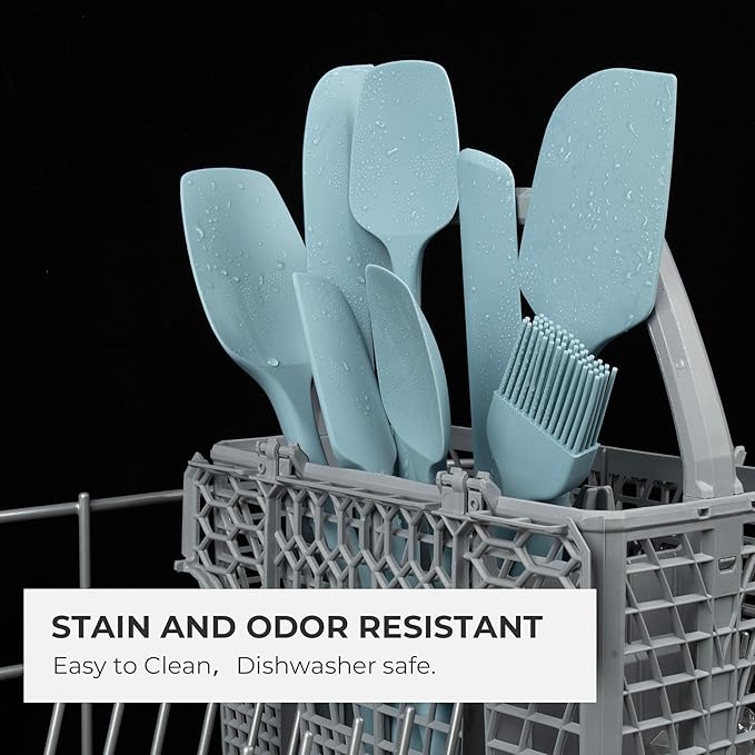 Elihome Mini Silicone Spoonula - Non-Stick Heat Resistant Silicone Scraper Spatula for Mixing, Serving, Scraping, Stirring, and More, 8.75 Inch, Slate Teal Grey
