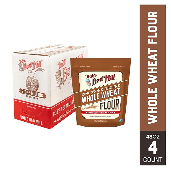 Bob's Red Mill Whole Wheat Flour, 3 Pound (Pack of 4) - Whole Grain, Non-GMO, Vegan