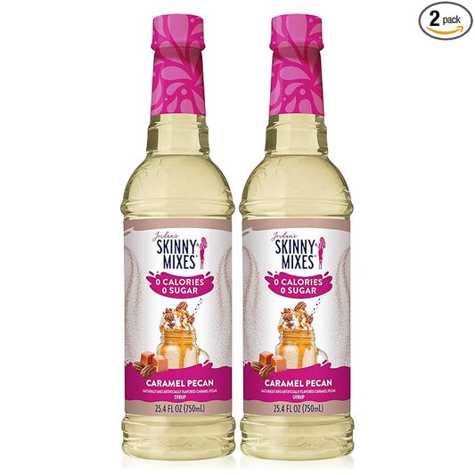 Jordan's Skinny Syrups Sugar Free Coffee Syrup, Caramel Pecan Flavor Drink Mix, Zero Calorie Flavoring for Chai Latte, Protein Shake, Food & More, Gluten Free, Keto Friendly, 25.4 Fl Oz, 2 Pack