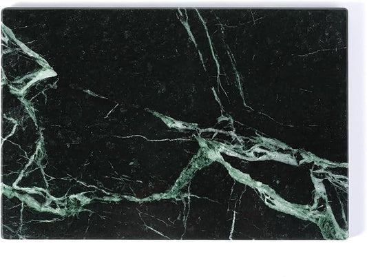 Koville Natural Green Marble Cutting Board for Kitchen Pastry Bread Macaron Display, 12" x 8" Real Stone Slab Marble Cheese Board for Home Countertop, Bathroom Perfume Tray Candle Plate