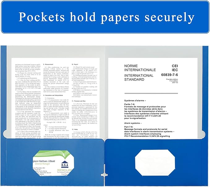 Zzrywuty File Folders with Pockets Letter Size, 100-Pack Paper Folders with Card Slot, Two Pocket Folders for School Students, Businessmen, Home and Office Workers（Blue）