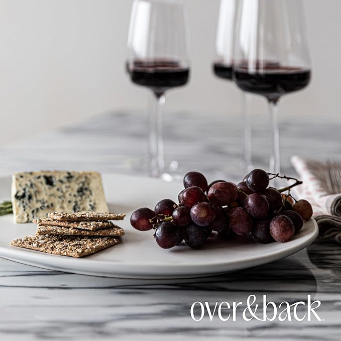 over&back Coupe Stoneware Serving Platter - Elegant 1-Piece Oval Serving Platter to Complete Your Kitchen Set - 16.4" x 11.5" - Semi-Matte White