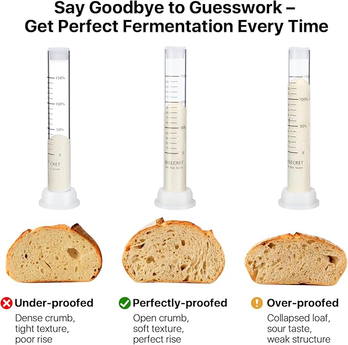 Stackable Cotton Banneton Proofing Basket Set, With Pro Sourdough Aliquot Jar for Rise Tracking – 2-Pack Bread Baskets (Round + Oval), Sourdough Baking Kit for Home Bakers