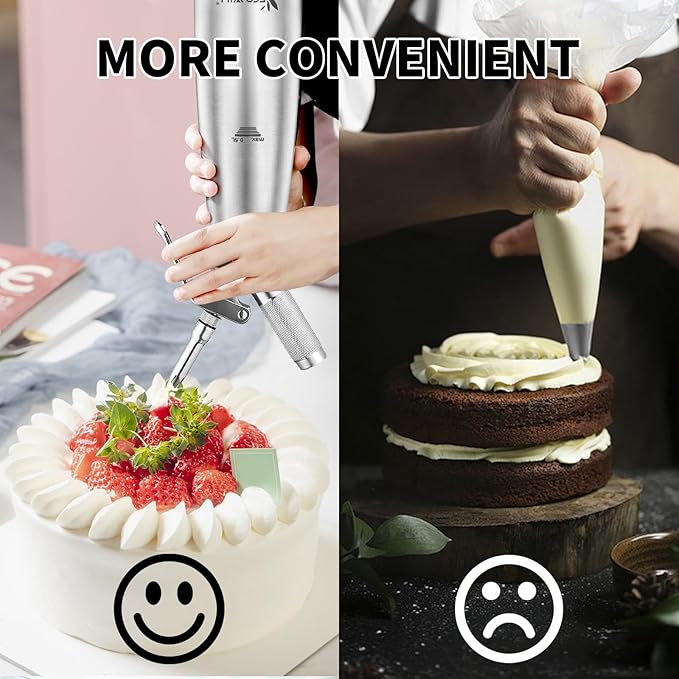 Professional Stainless Steel Cream Whipper, 500ml – For Perfect Whipped Cream, Dessert Mousses, Cocktails & More – Easy to Use & Clean (Stainless Steel 0.5L)