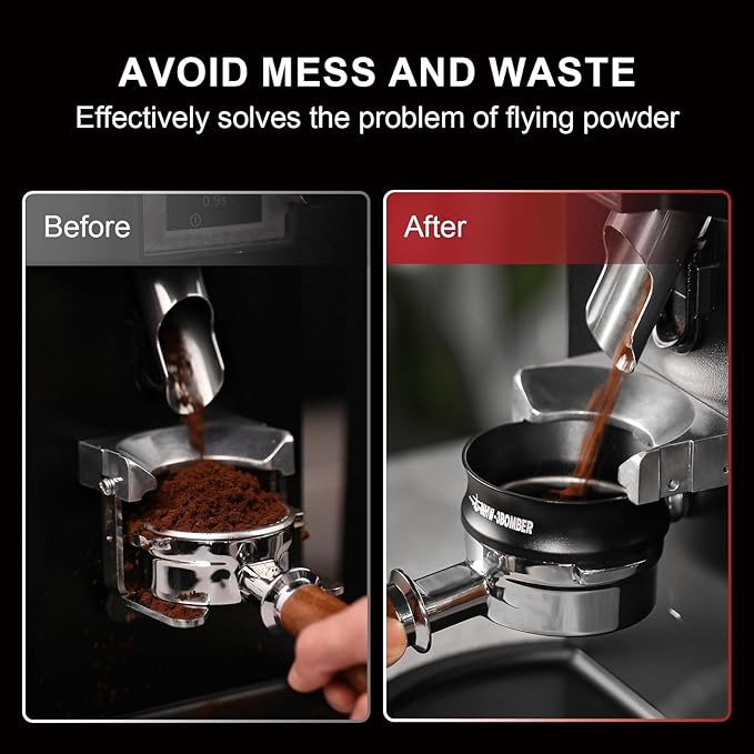 MHW-3BOMBER 51mm Espresso Dosing Funnel Magnetic Coffee Dosing Ring Portafilter Funnel Barista Tools Compatible with 51mm Delonghi Decica Portafilter DR5548B-OS