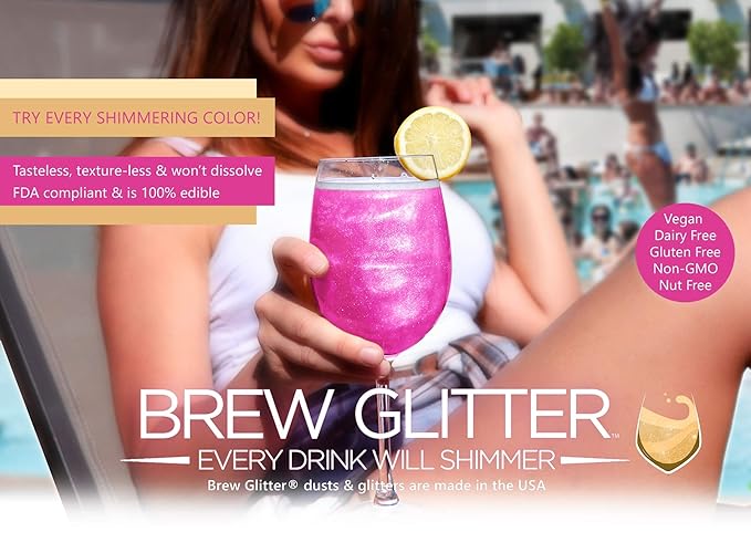Blue BREW GLITTER Edible Glitter for Drinks, Cocktails, Beer, Garnish Glitter & Beverages | KOSHER & HALAL Certified | 100% Edible & Food Grade | Vegan, Gluten, Nut Free (45g Shaker, Blue)