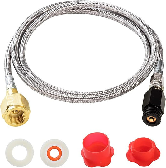 CO2 Tank CO2 Cylinder Direct Adapter with 60in Stainless Steel Hose, CGA320 to TR21-4 Carbonated Water Soda Maker Connector for Fizzi One Touch Jet Ninja Thirsti
