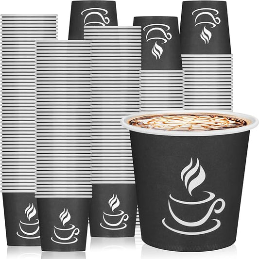 4 oz Paper Coffee Cups - 500 Pack Paper Espresso Cups, Disposable Coffee Cup, Small Paper Cup for Hot or Cold Beverage, Espresso, Capucino for Party, Picnic, Home, Office and Business (Black)