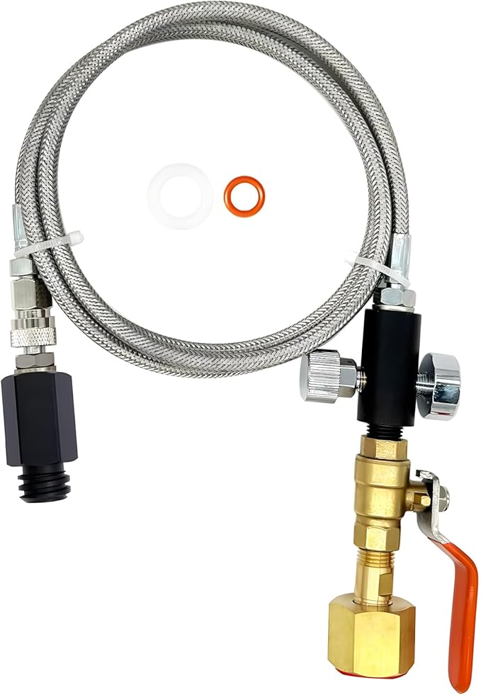 Soda Maker Adapter Hose Kit with Flow Control Ball Valve and 60inch Stainless Steel Hose,Carbonated Water Machine Co2 Tank Adapter Compatible with Jet One Touch Fizzi Aqua Fizz Blue Cylinder