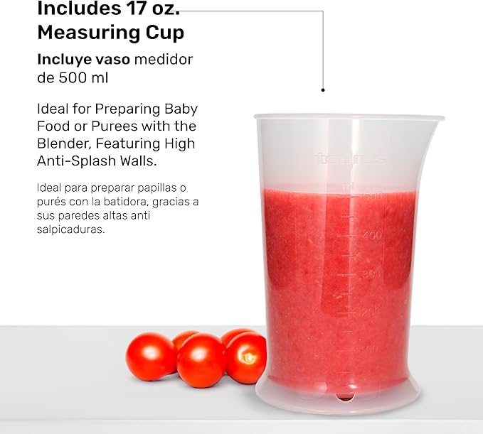 TAURUS ROBOT 500 INOX COMPLETE | Immersion Blender 500 W | Stainless Steel | Detachable Rod | Turbo Rotation System | Pulse Control | Ergonomic and Anti-Splash | Accessories included
