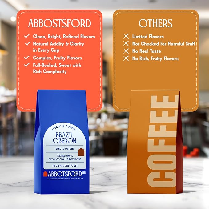 Brazil Oberon Coffee Whole Bean, Specialty, Medium Light Coffee Beans with Orange Spice & Cocoa, 12 oz Bag, Single Origin from Cerrado, Perfect for a Bright, Flavorful Brew