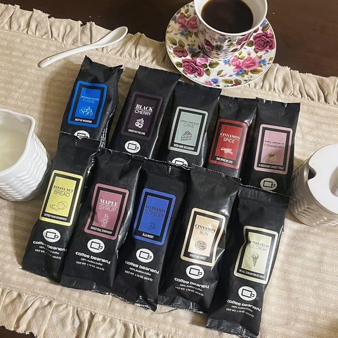 Coffee Beanery Black Cherry Flavored Coffee, 1-1.75oz Try Me Size Coffee Sampler, Light-Medium Roast