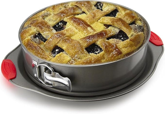 Boxiki Kitchen 10 Inch Nonstick Springform Pan, Professional Spring Form and Cheesecake Baking Mold, Leakproof Cake Pan with Silicone Handles