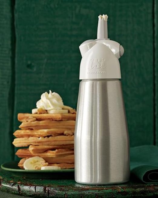 iSi North America Easy Whip Plus (1 Pt) - Cream Whipper with Stainless Steel Bottle, Easy to Use for Homemade Flavored Toppings, Desserts, Sauces - Compact Kitchen Tool, Great for Beginners (White)