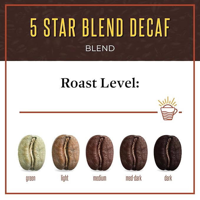 San Diego Coffee 5 Star Blend DECAF, Dark Roast, Whole Bean Coffee, 16-Ounce Bags (Pack of 2) Café en grano tostado descafeinado