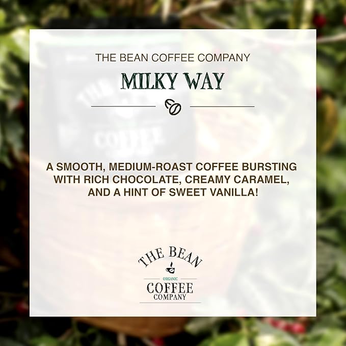The Bean Organic Coffee Company Milky Way, Medium Roast, Ground Coffee, 16-Ounce Bags (Pack of 2), Café molido tostado orgánico