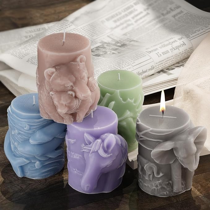 Deer Cylinder Animal Resin Casting Silicone Mold for Home Decor & Candle Making Wave Spiral Mold