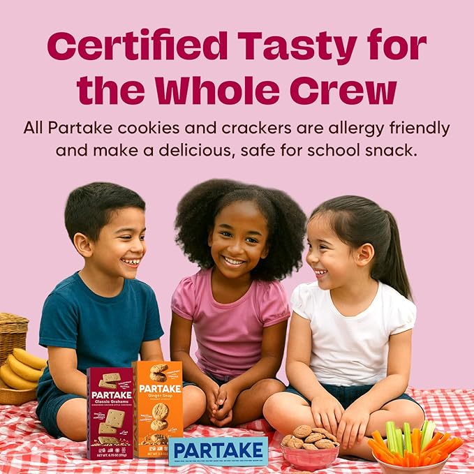 Gluten Free Partake Crunchy Cookies Variety Pack (Chocolate Chip, Ginger Snap, Graham Cracker) - Vegan - Free From the Top 9 Allergens Including Dairy, Wheat, Soy, Eggs, & Peanuts - Non GMO - Safe School & Office Snack (4 Pack, 5.5oz Boxes)