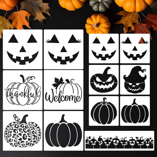 Halloween Stencils Pumpkin Face Stencils Pumpkin Stencil for Painting on Wood Door Mats Fabrics Crafts Decor