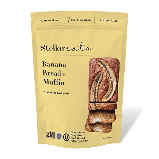 Stellar Eats Grain-Free Banana Bread & Muffin Baking Mix | Gluten-Free, Dairy-Free, Plant-Based, Paleo-Friendly, Naturally Sweet with Coconut Sugar | Almond Flour-Based | Makes 1 Loaf or 12 Muffins
