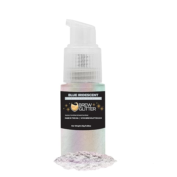 Blue Iridescent Brew Glitter Edible Glitter for Drinks, Cocktails, Beer, Garnish Glitter & Beverages | 100% Edible & Food Grade | Vegan, Gluten, Nut Free (25g Spray Pump, Blue Iridescent)