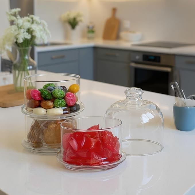 ums 3 Tier Glass Jars with Lid, Cookie Jar, Candy Jars for Candy Buffet, Apothecary Jars, Kitchen & Bathroom Organizers and Storage