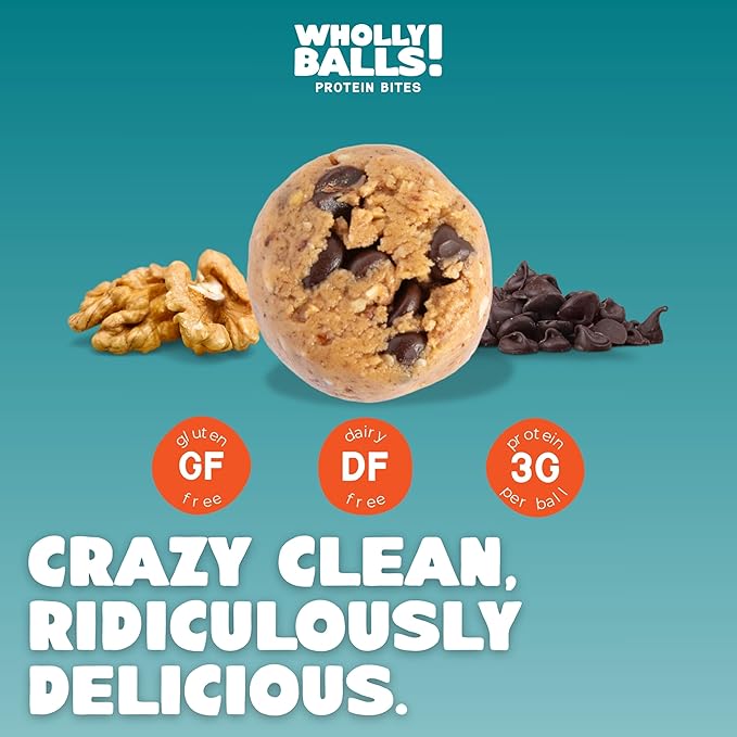 Wholly Balls Protein Bites – Healthy Plant-Based Snack | High Protein, Low Sugar, Gluten-Free Energy Balls (Pack of 3, Breakfast Ball)