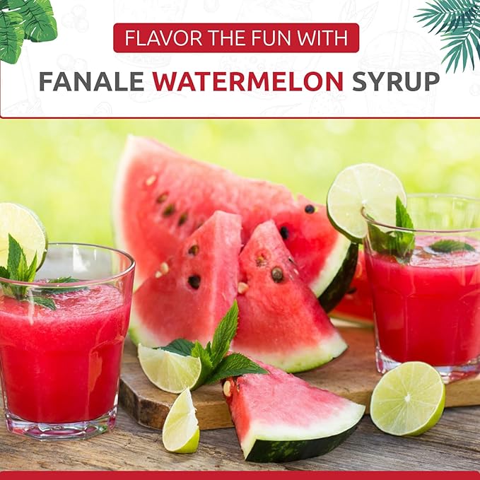 Fanale Premium Flavoring Concentrated Syrup for Bubble Tea 11 lb | Watermelon Flavor Syrup | for Boba Tea, Smoothies, Slushes, Desserts | 11lb | Pack of 4 | SRP130-CS