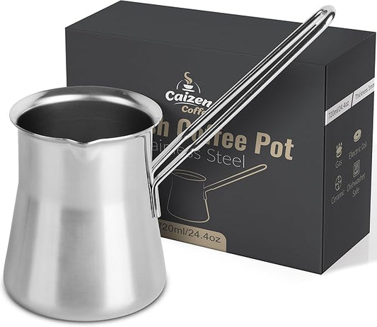 Quality Turkish Coffee Pot - Turkish Coffee Maker, Chai Pot, Arabic Coffee Pot, Briki Greek Coffee Pot, Greek Briki, Turkish Coffee Cezve, Turkish Coffee Pot Ibrik (24oz)