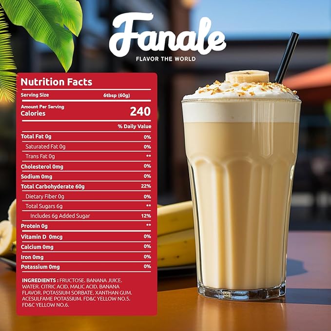Fanale Premium Flavoring Concentrated Syrup for Bubble Tea 11 lb | Banana Flavor Syrup | for Boba Tea, Smoothies, Slushes, Desserts | 11lb | SRP280