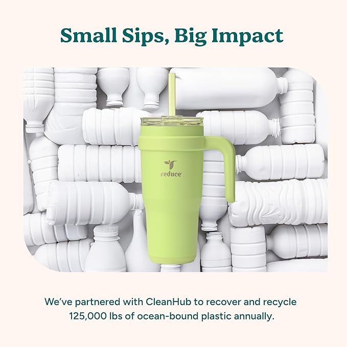 Reduce 24 oz Stainless Steel Tumbler with Handle - Dual-Wall Vacuum Insulated Travel Mug, Sweat-Proof Lid & Reusable Straw - Keeps Drinks Cold for 24 Hrs, Fits Cupholders, Dishwasher Safe-Purple Punch