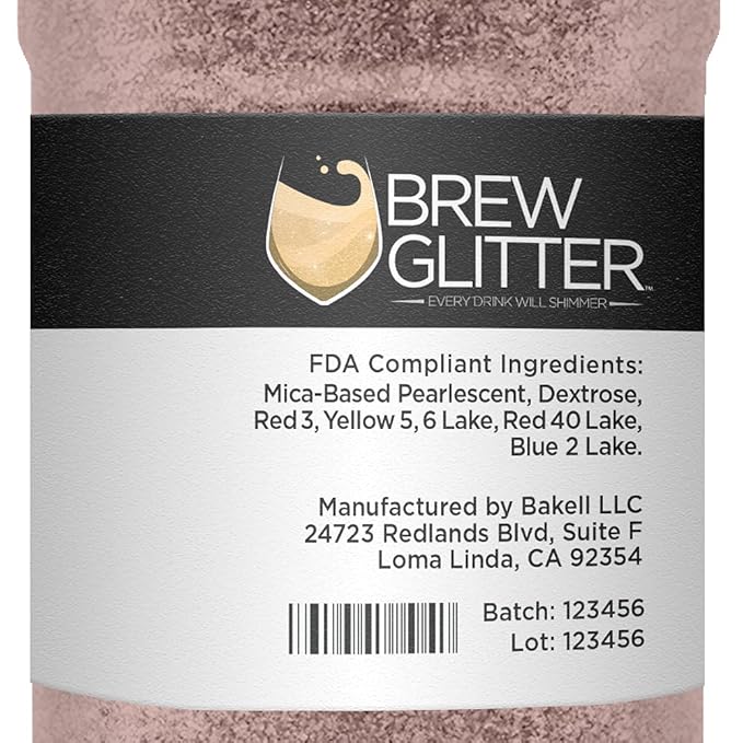 Rose Gold BREW GLITTER Edible Glitter For Drinks, Cocktails, Beer, Garnish Glitter & Beverages | KOSHER & HALAL Certified | 100% Edible & Food Grade | Vegan, Gluten, Nut Free (45g Shaker, Rose Gold)