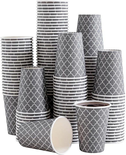 Lamosi Coffee Cups 12 oz 180 Pack, Disposable Paper Coffee Cups, Disposable Cups,12 oz Hot Cup,12oz Paper Insulated Cup for Cold Hot Drinks (No Lids)
