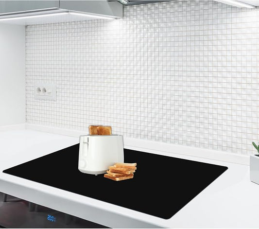2MM Thick Silicone Countertop Mat, 23.6"x 23.6" Silicone Mats for Kitchen Counter, Nonslip Heat Resistant Mat, Large Kitchen Counter Mats, Waterproof Countertop Protector, Black
