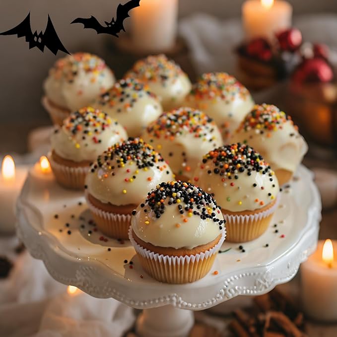Twisweet Halloween Nonpareils, Edible Mini Pearl Sprinkles for Cake Decorating, Black Purple Green and Orange Sugar Sprinkles Mix, Confetti Baking Candy for Cake Topper Cupcake Cookie Ice Cream Decorations, Halloween Scary Theme Trick or Treat Party Su...