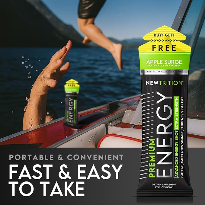 NewTrition® Extra Strength Energy Shots, 250mg Caffeine Energy Shots with Vitamin B & Amino Acids, Sugar-Free Vitamin Energy Shot, 1.7 fl oz (Pack of 24, 4 Flavors-Mixed-2)