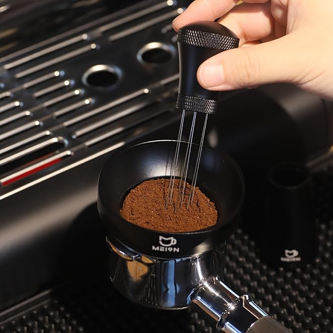 MEION 51mm Dosing Funnel, Magnetic Espresso Dosing Funnel Coffee Funnel Compatible with 51mm Portafilter, Espresso Tools Portafilter Funnel (51mm, Black)