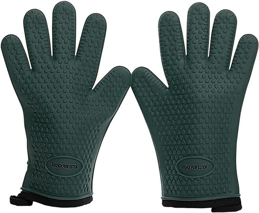 Kitchen perfection XL Silicone Smoker Oven Gloves-Extreme Heat Resistant BBQ Gloves-Handle Hot Food Right on Your Grill Fryer&Pit|Waterproof Grilling Cooking Baking Mitts|Superior Value Set+3 Bonuses