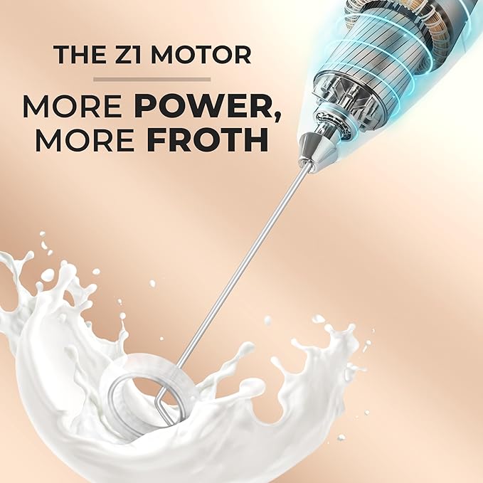 Zulay Kitchen Powerful Milk Frother Wand With 4 AA Duracell Batteries - Ultra Fast Handheld Drink Mixer - Electric Whisk Foam Maker for Coffee, Lattes, Cappuccino, Matcha & Creamer -